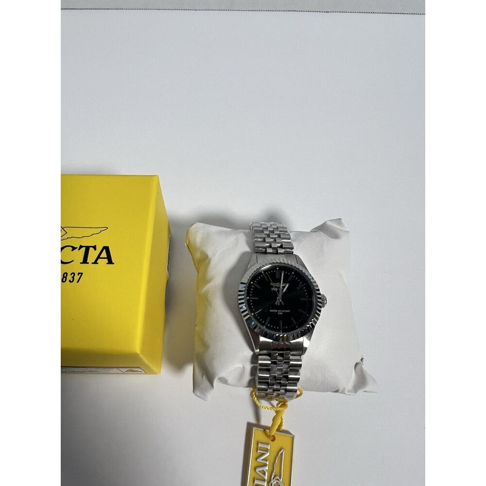 New Women’s Invicta Stainless Steel Black Dial Watch – Classic, Bold & Timeless